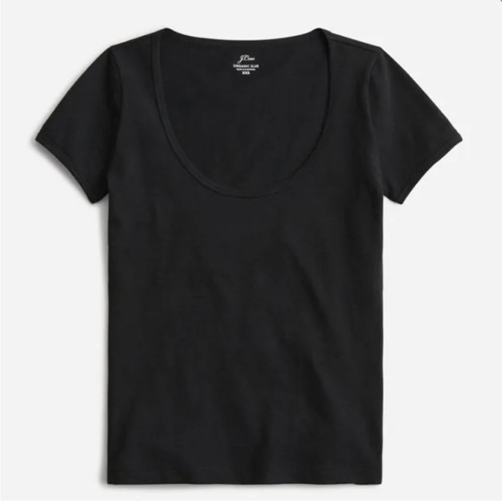 NWOT! Black J. Crew 90s Cropped Organic Slub Cotton Scoopneck T-shirt (XXS)